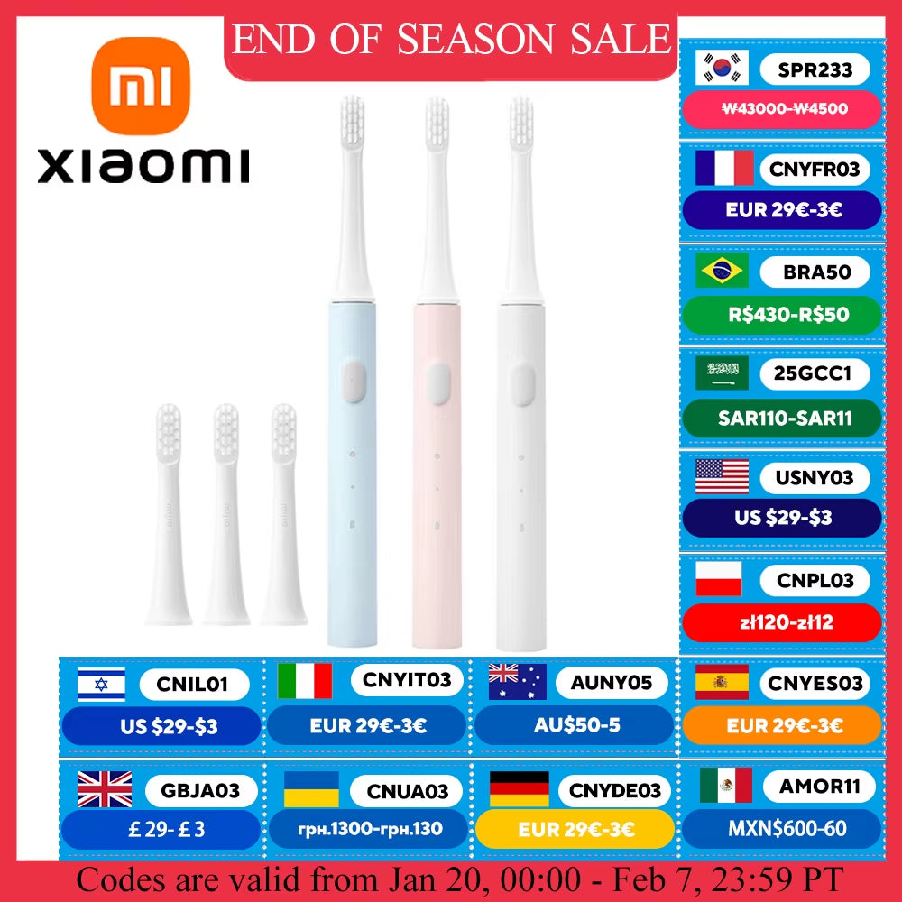 Mijia T100 Sonic Electric Toothbrush - Smart, Colorful, USB Rechargeable, IPX7 Waterproof