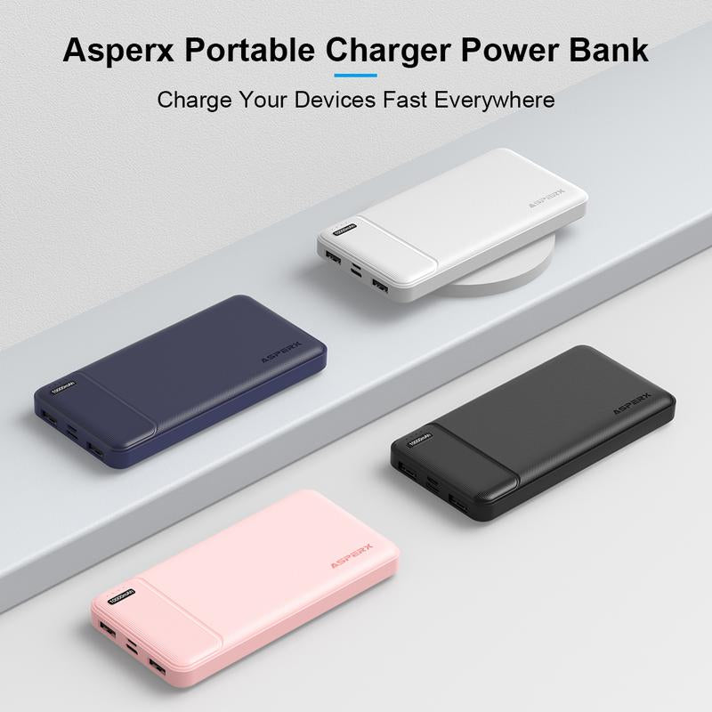 Asperx 2 Pack 10000Mah Power Bank, Fast Charging Portable Charger, External Battery Pack for Iphone, Samsung, LG, Airpods, Etc Chargeable Devices