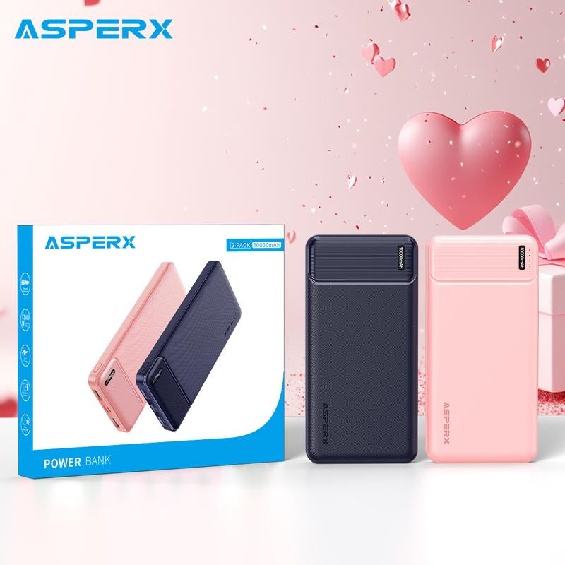 Asperx 2 Pack 10000Mah Power Bank, Fast Charging Portable Charger, External Battery Pack for Iphone, Samsung, LG, Airpods, Etc Chargeable Devices