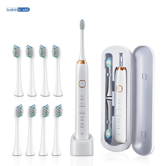 S100 Smart Sonic Electric Toothbrush with Ultrasound Technology, IPX7 Waterproof, Rechargeable, 5 Modes, and Teeth Whitening Function