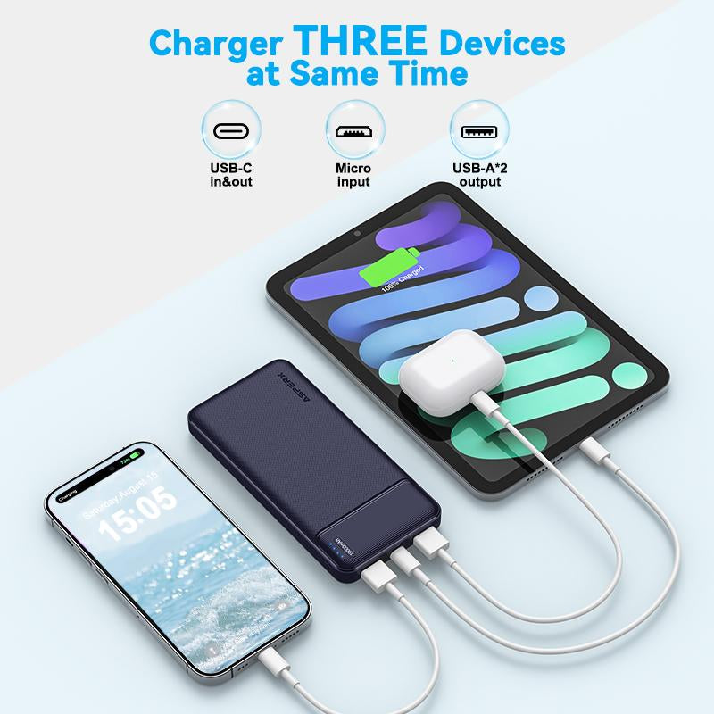 Asperx 2 Pack 10000Mah Power Bank, Fast Charging Portable Charger, External Battery Pack for Iphone, Samsung, LG, Airpods, Etc Chargeable Devices